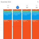 Lịch Google Calendar với các khối Time Blocking được sắp xếp