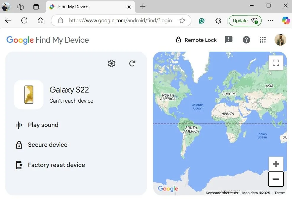 Lỗi không thể kết nối thiết bị trên Google Find My Device khi điện thoại Samsung mất mạng