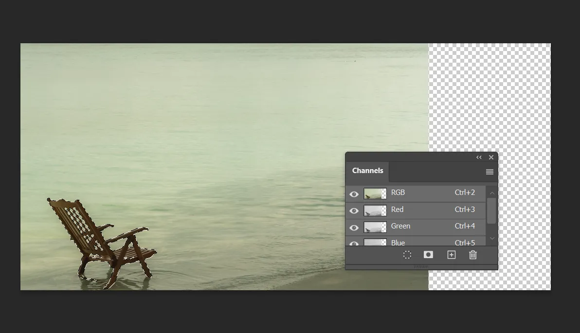 Lưu vùng chọn thành kênh Alpha mới trong bảng điều khiển Channels của Photoshop