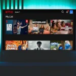 Màn hình Apple TV hiển thị nội dung Netflix trong danh sách "Tiếp tục xem"