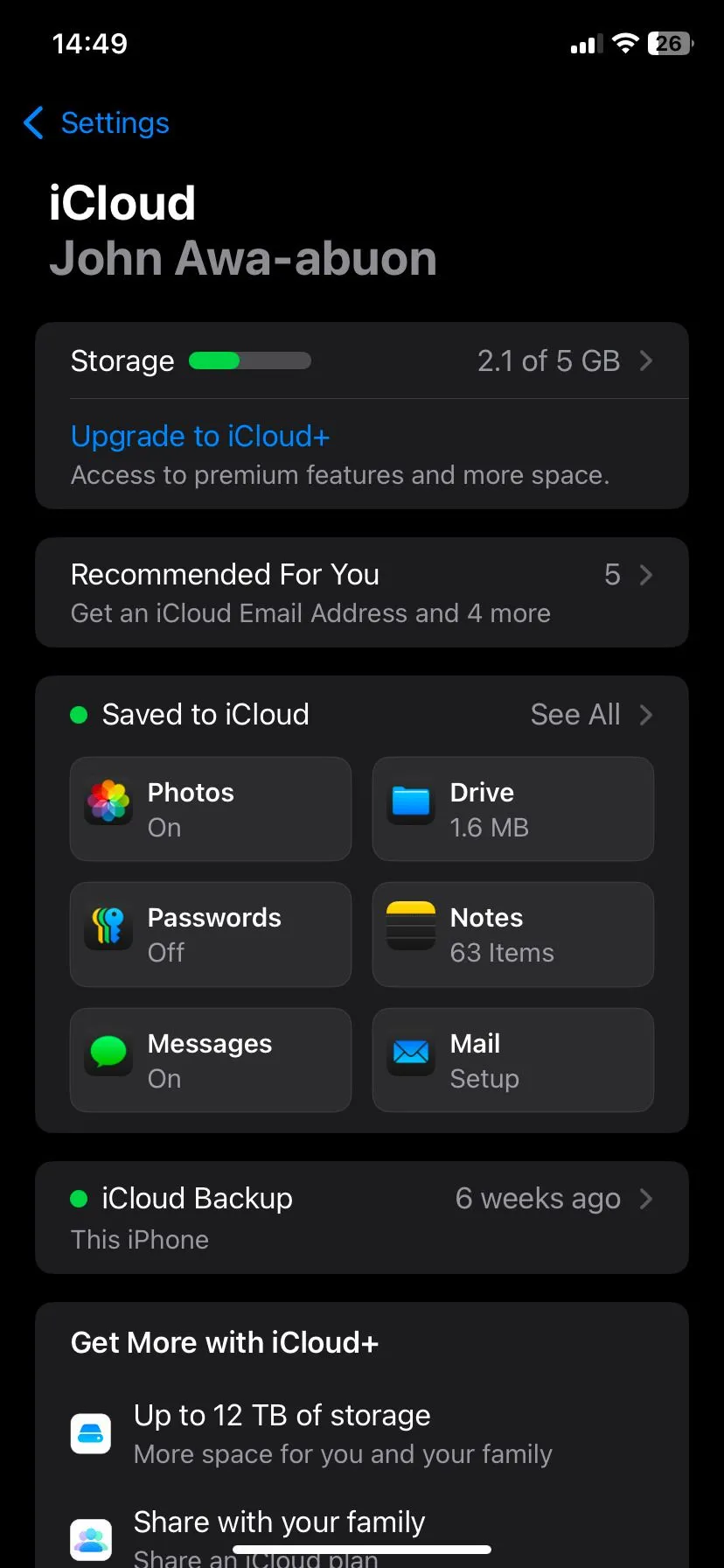 Màn hình cài đặt Ảnh trong iCloud trên iOS với tùy chọn &quot;Tối ưu hóa dung lượng iPhone&quot;