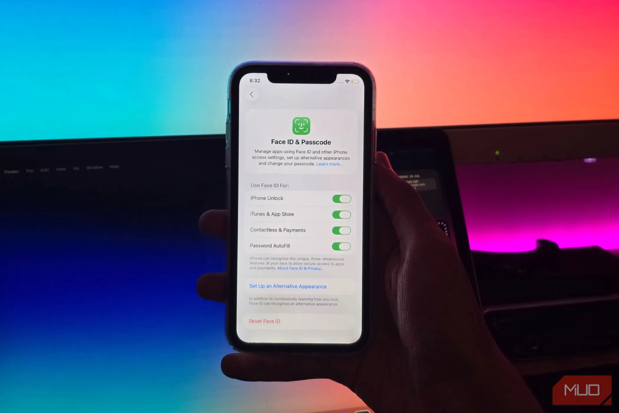 Màn hình cài đặt Face ID &amp; Mật mã trên iPhone khi người dùng thiết lập
