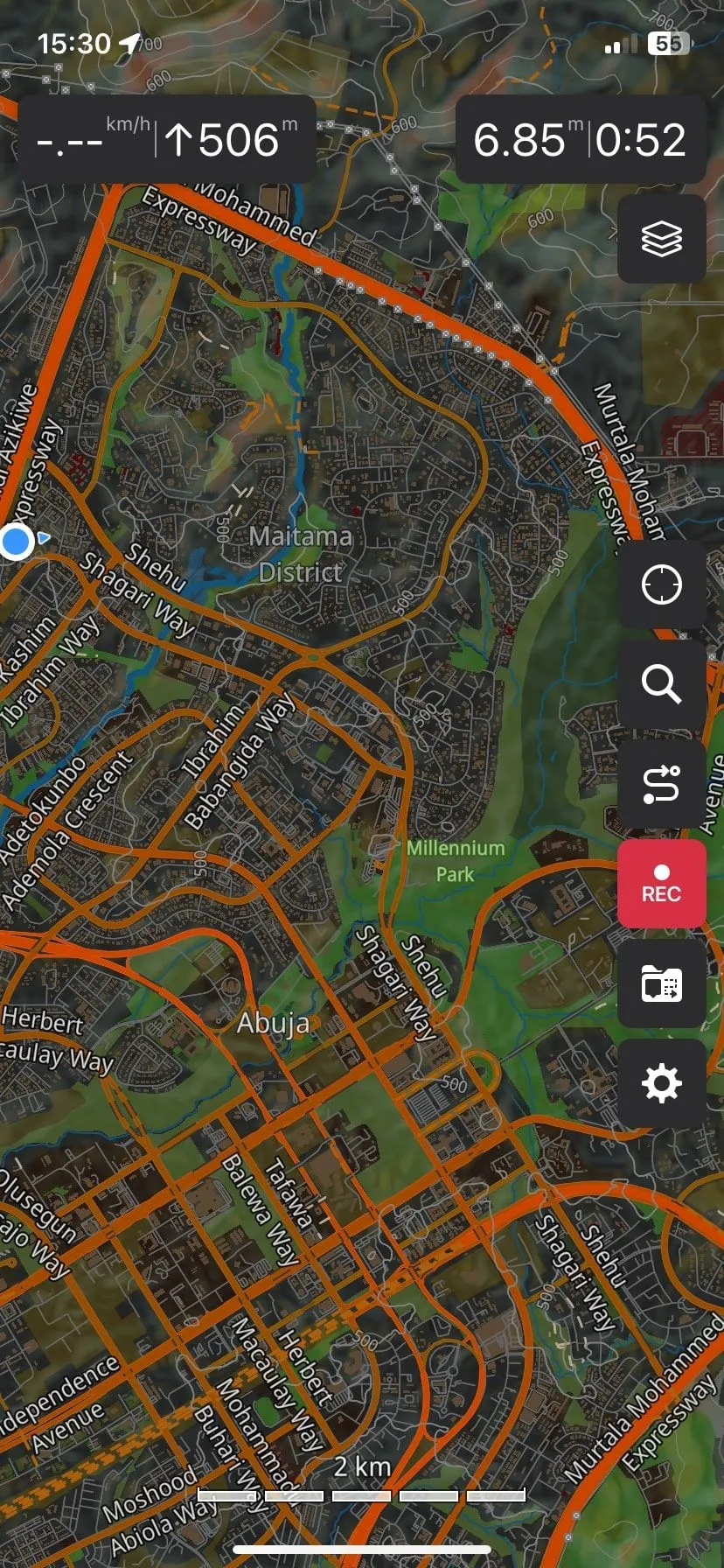 Màn hình chính của ứng dụng bản đồ Guru Maps trên iPhone