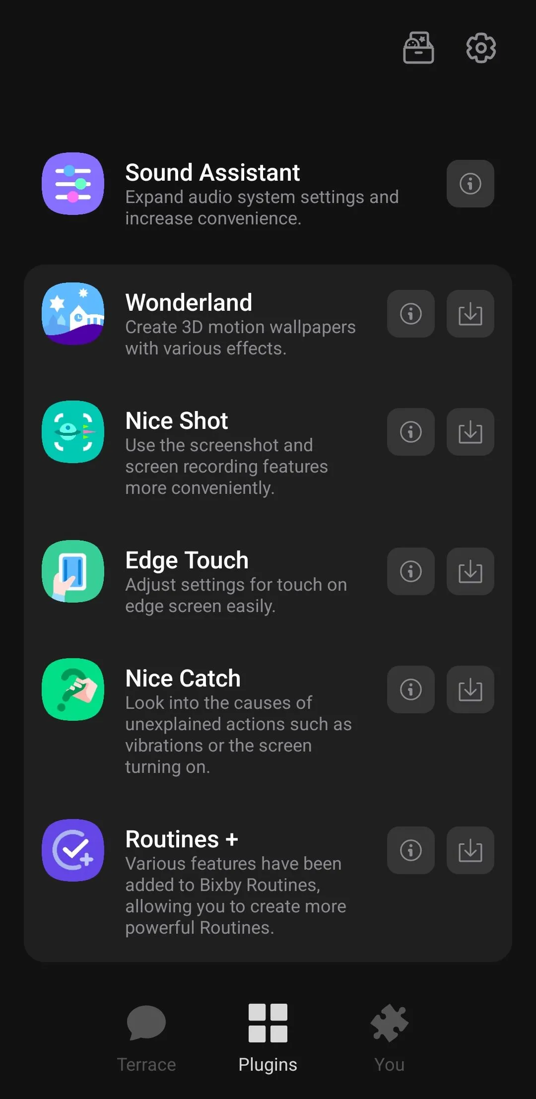 Màn hình chính của ứng dụng Good Lock trên điện thoại Samsung Galaxy
