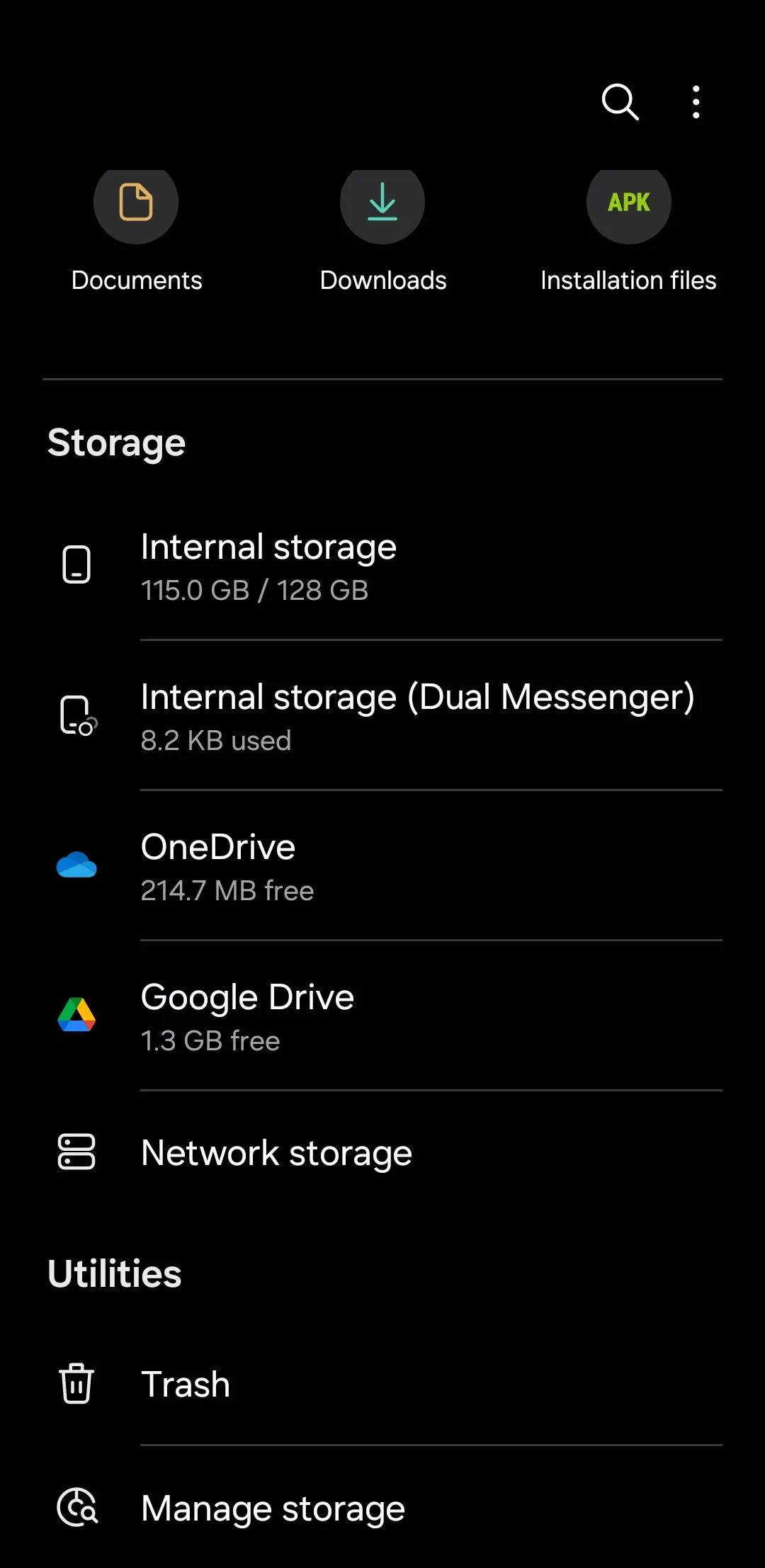 Màn hình chính ứng dụng Tệp của tôi Samsung