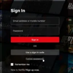 Màn hình đăng nhập Netflix với tùy chọn quên mật khẩu
