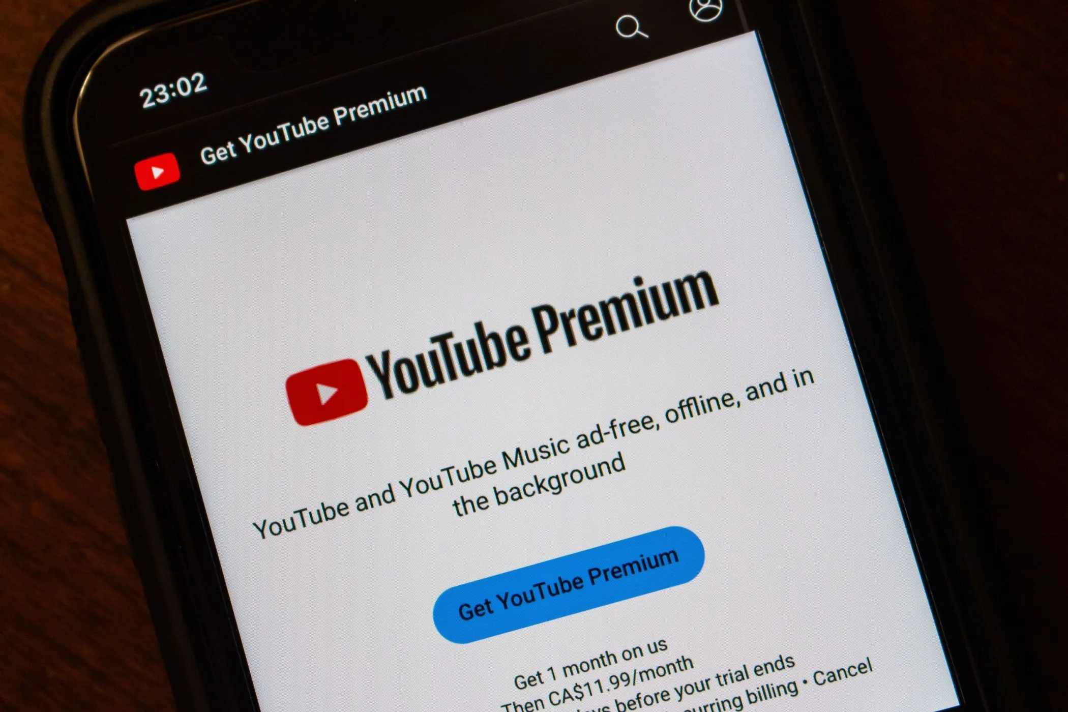 Màn hình thông tin YouTube Premium trên iPhone, cho thấy trải nghiệm dịch vụ sau khi đăng ký thành công với mức giá thông thường.