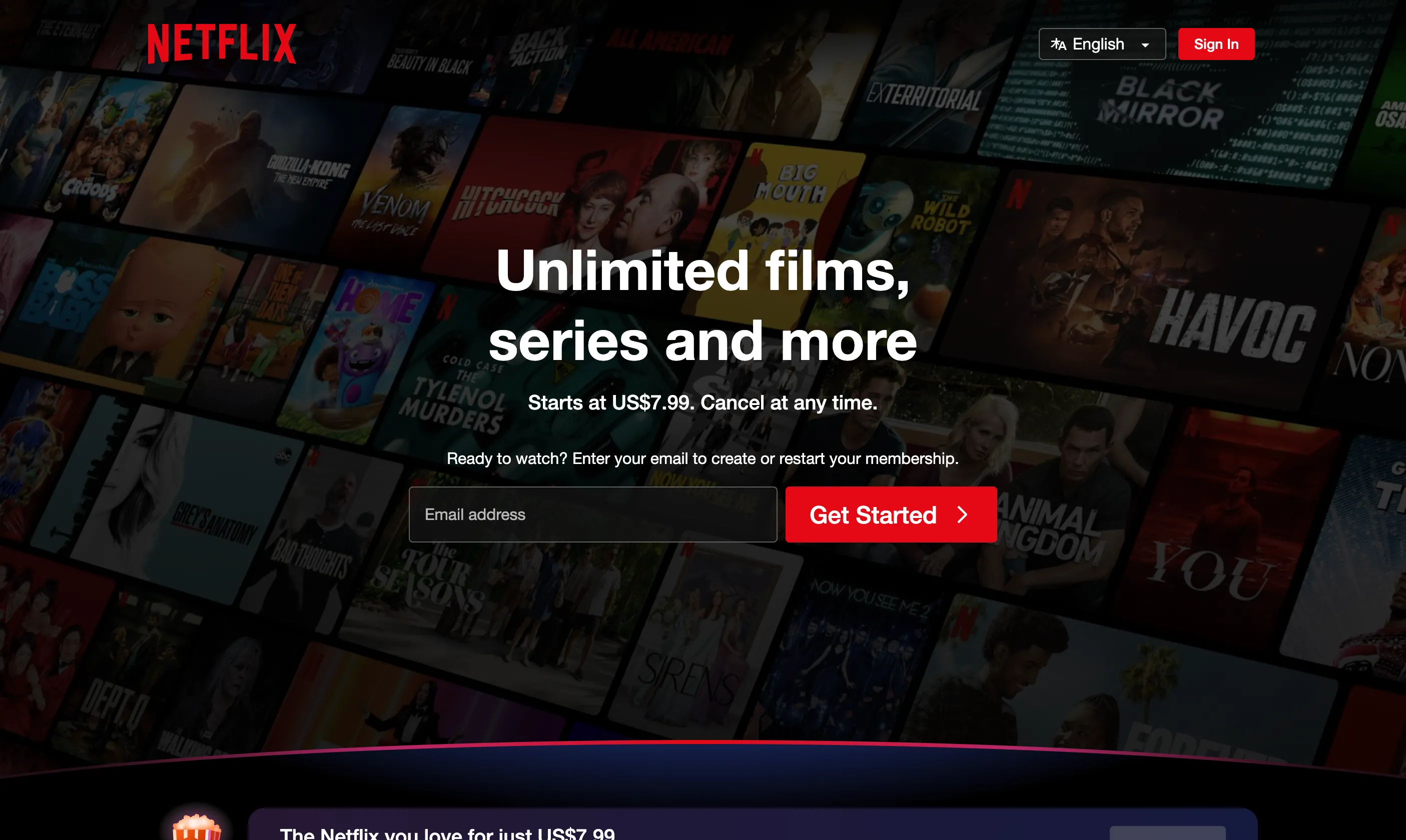 Màn hình trang chủ Netflix