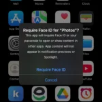 Màn hình xác nhận yêu cầu Face ID để khóa ứng dụng Ảnh trên iPhone