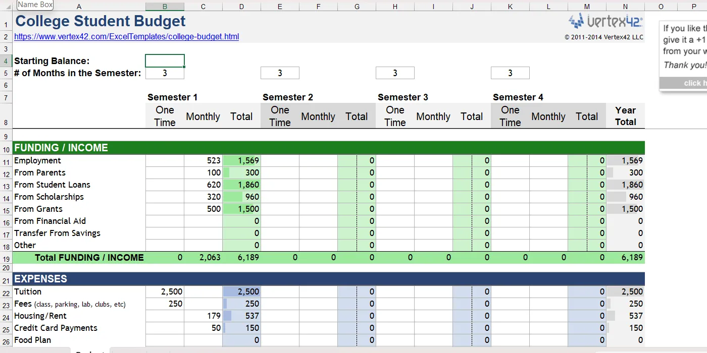 Mẫu Excel Ngân Sách Sinh Viên Đại học giúp quản lý chi phí học tập và sinh hoạt.
