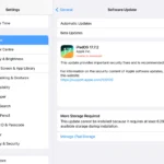 Menu cập nhật phần mềm iPadOS với phiên bản iPadOS 17 mới có sẵn