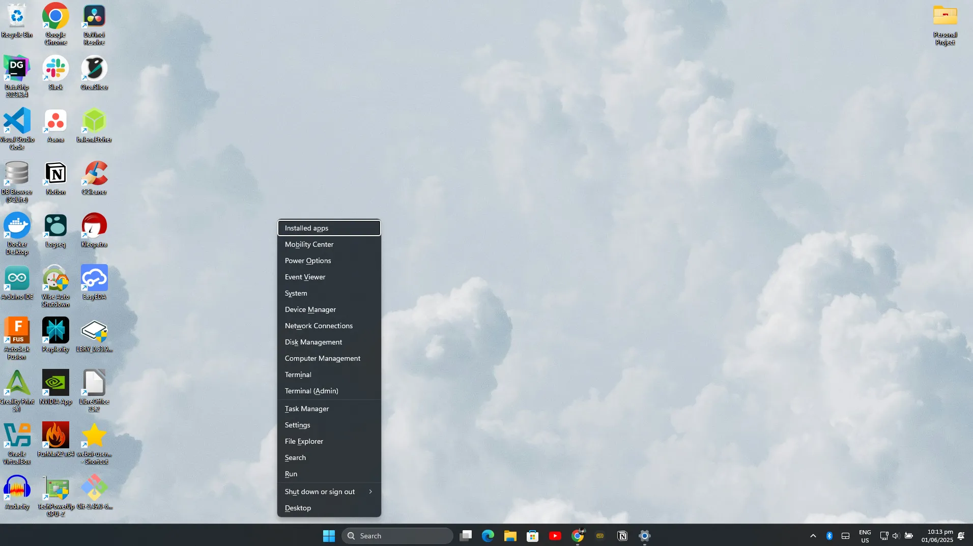 Menu chuột phải Start trong Windows 11 hiển thị các công cụ quản lý hệ thống