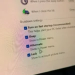 Menu Power Options trong Windows hiển thị tùy chọn ngủ đông và tắt máy