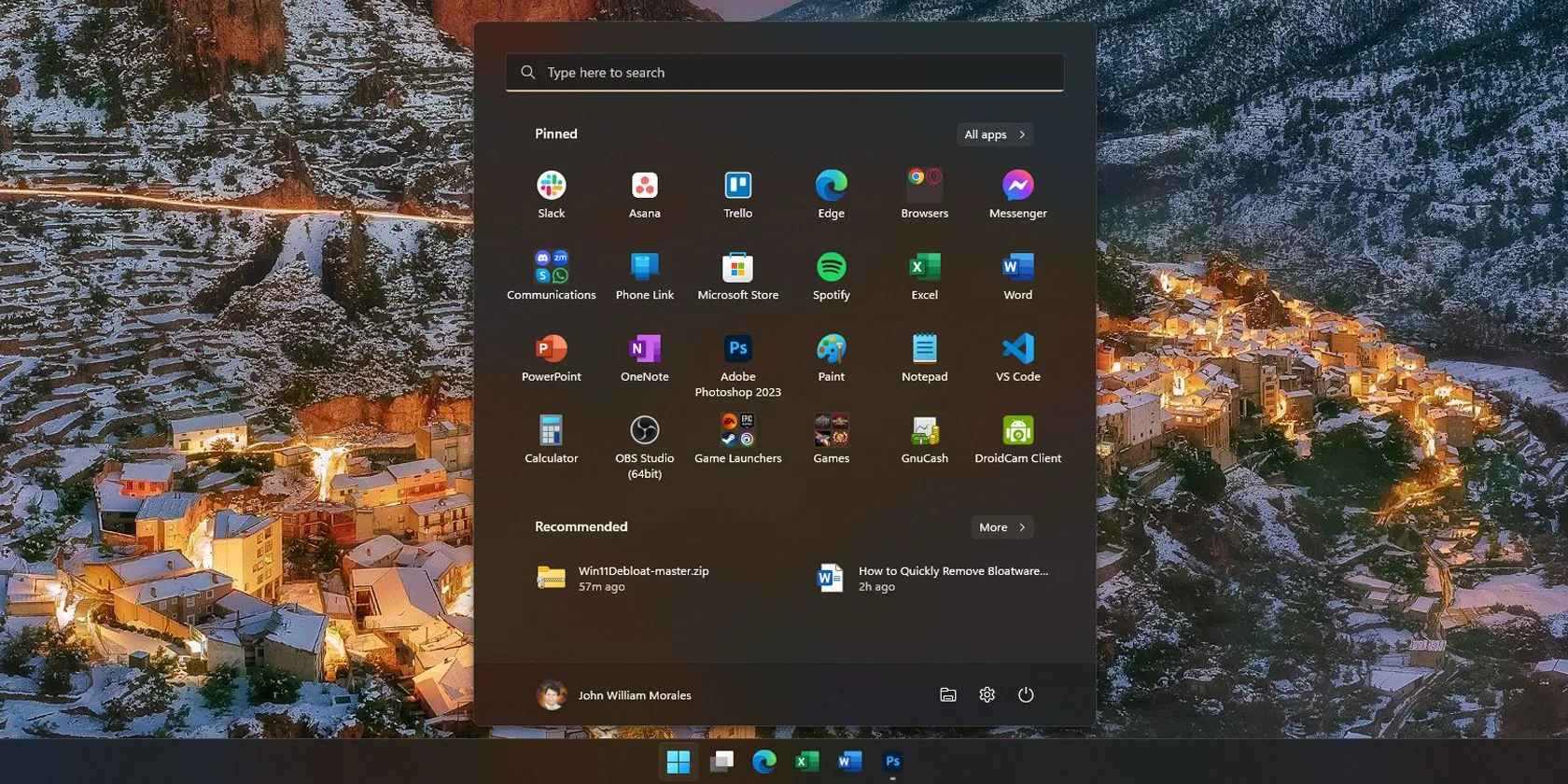 Menu Start Windows 11 hiển thị các ứng dụng đã cài đặt và bloatware tiềm ẩn