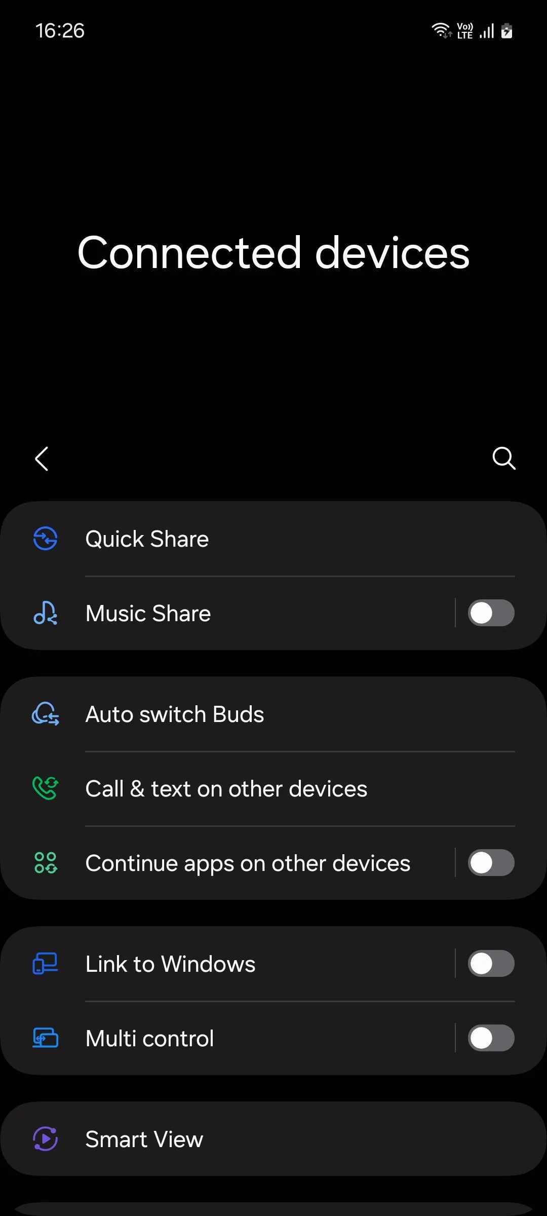 Menu thiết bị đã kết nối của Samsung One UI 6.1