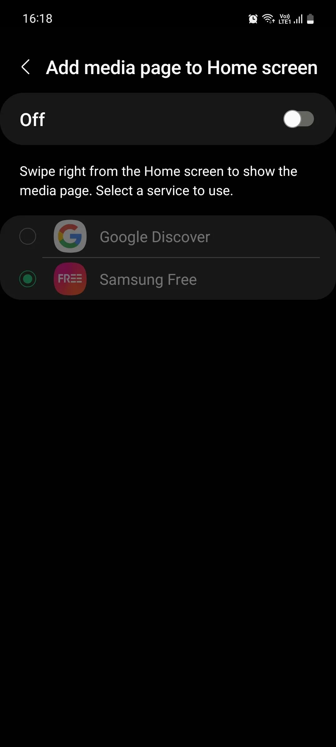 Menu trang phương tiện của Samsung