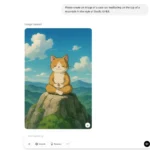 Mèo thiền trên núi phong cách Studio Ghibli được tạo bởi ChatGPT GPT-4o