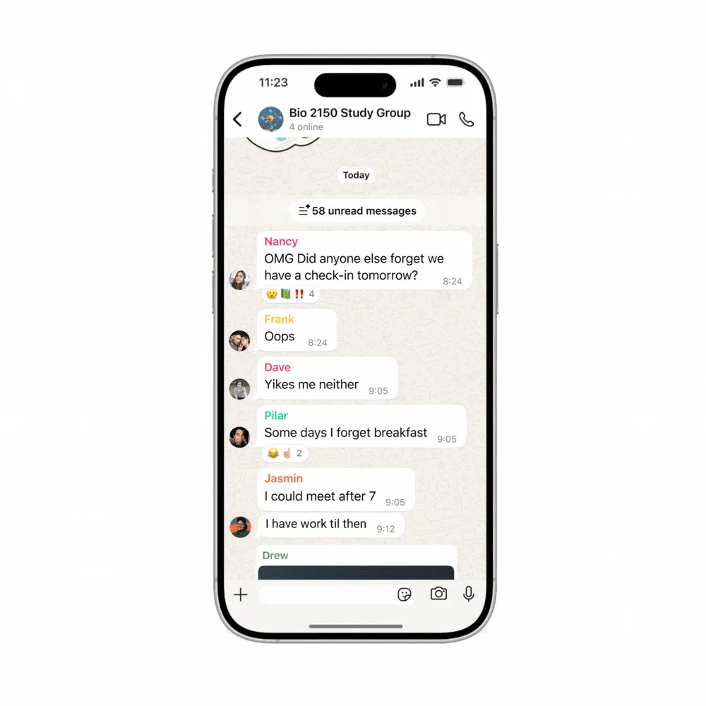 Meta AI tóm tắt tin nhắn chưa đọc trên WhatsApp