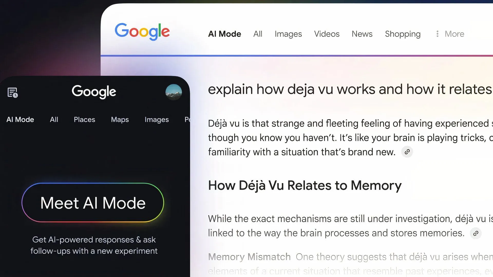 Minh họa giao diện tìm kiếm Google với tab AI Mode mới
