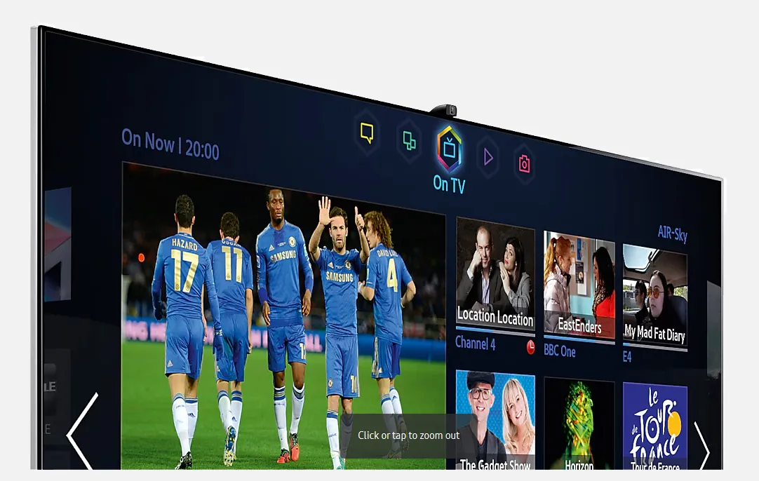 Minh họa Smart TV Samsung có camera tích hợp ở viền trên.