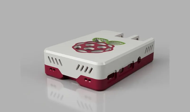 Mô hình vỏ case Raspberry Pi được thiết kế 3D, minh họa khả năng thiết kế trên Raspberry Pi 5 16GB.