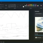 Mô phỏng giao diện tính năng Cocreator trong Microsoft Paint, minh họa quá trình AI biến phác thảo đường nét thành tác phẩm nghệ thuật chi tiết.