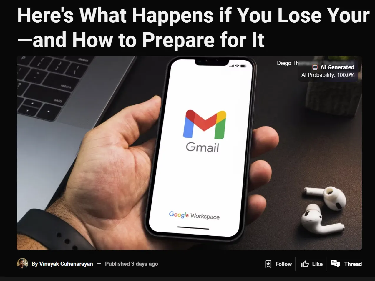 Một bức ảnh thật bị tiện ích Bitmind Chrome đánh dấu là do AI tạo ra.