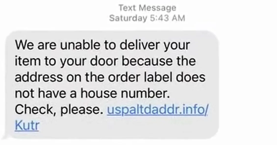 Một tin nhắn văn bản giả mạo từ USPS