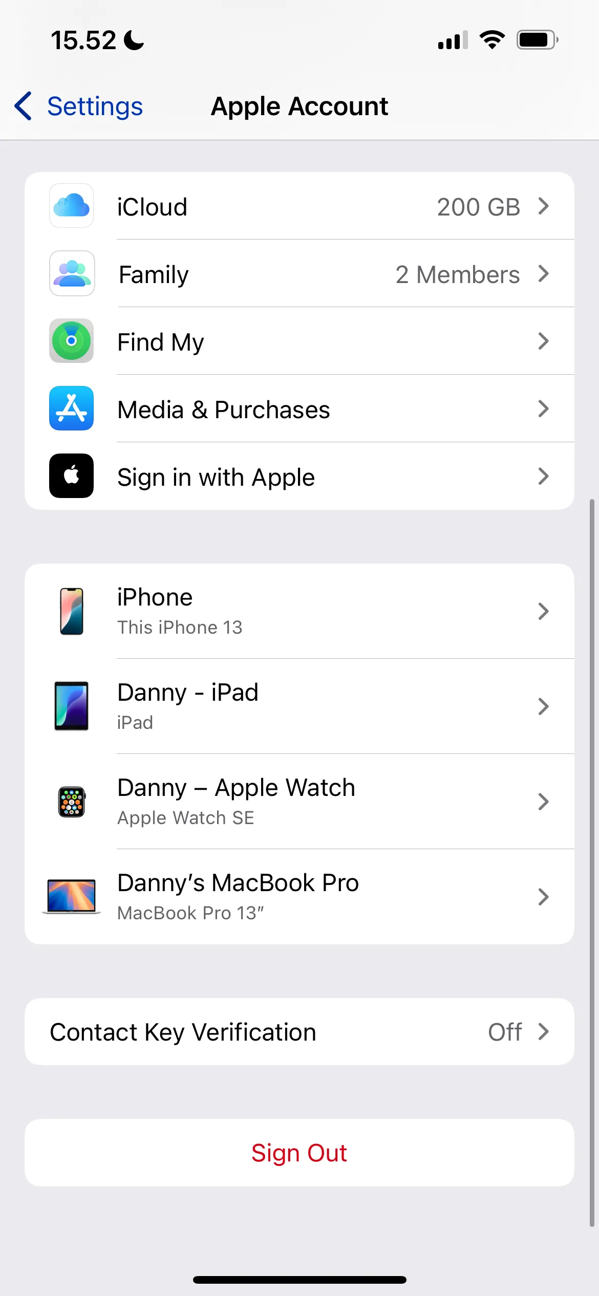 Mục iCloud trong cài đặt tài khoản Apple