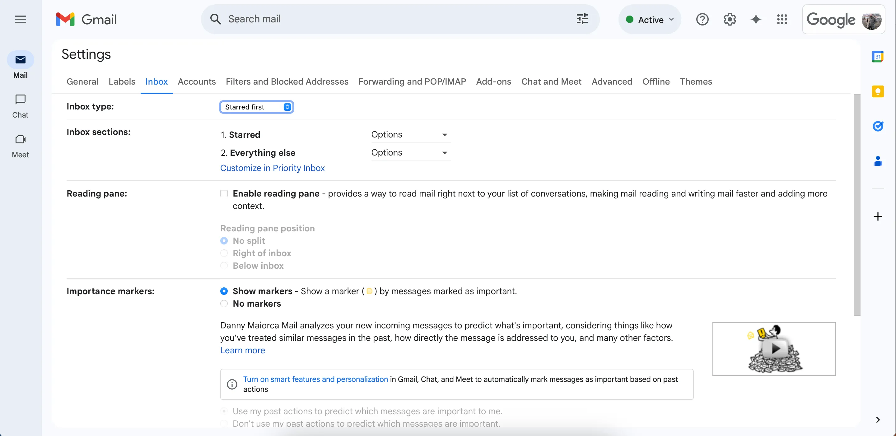 Mục 'Starred first' trong cài đặt hộp thư đến của Gmail, giúp ưu tiên hiển thị các email đã đánh dấu sao ngay khi mở hộp thư đến.