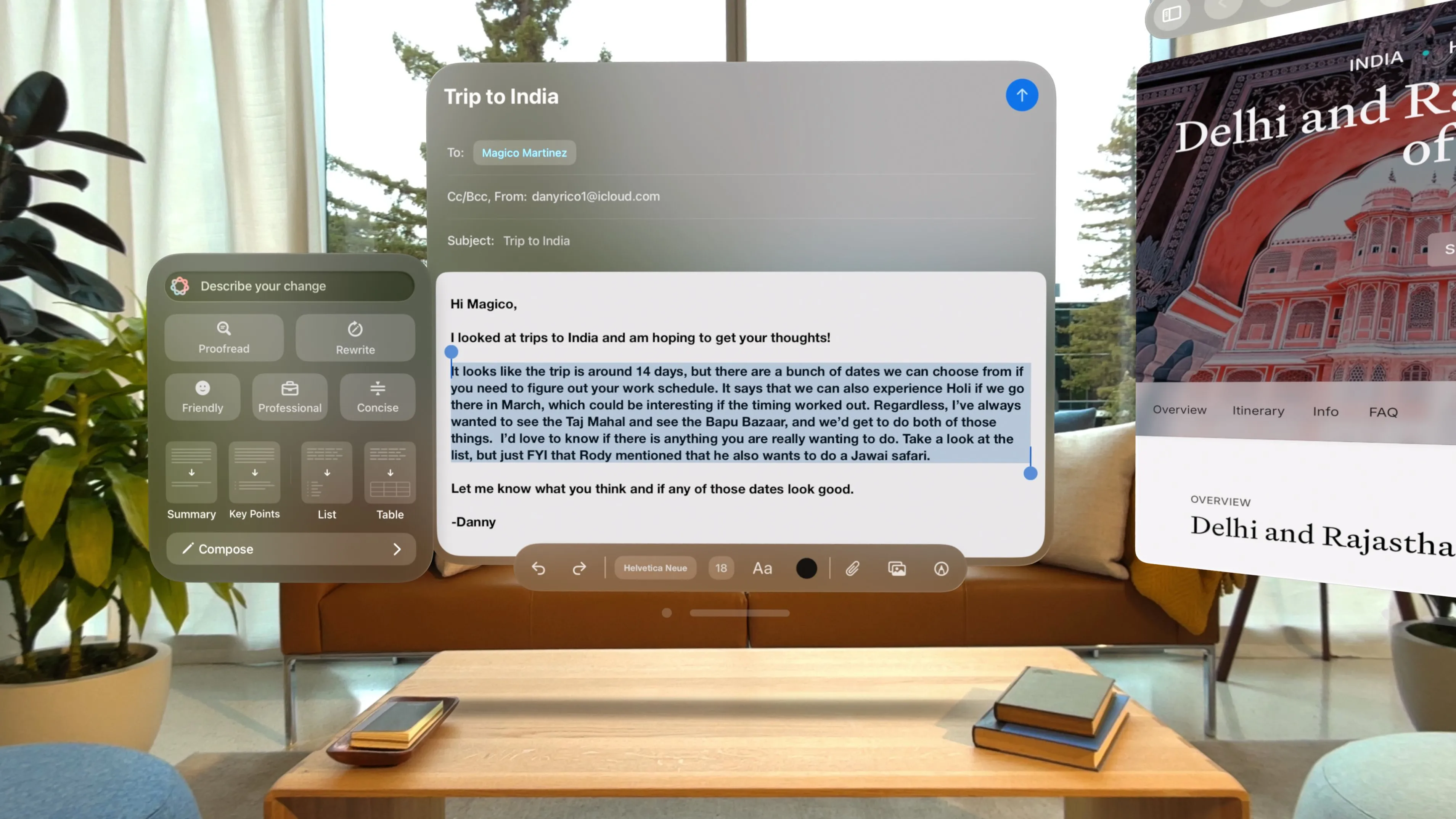Người dùng trải nghiệm các tính năng Apple Intelligence trên tai nghe Apple Vision Pro