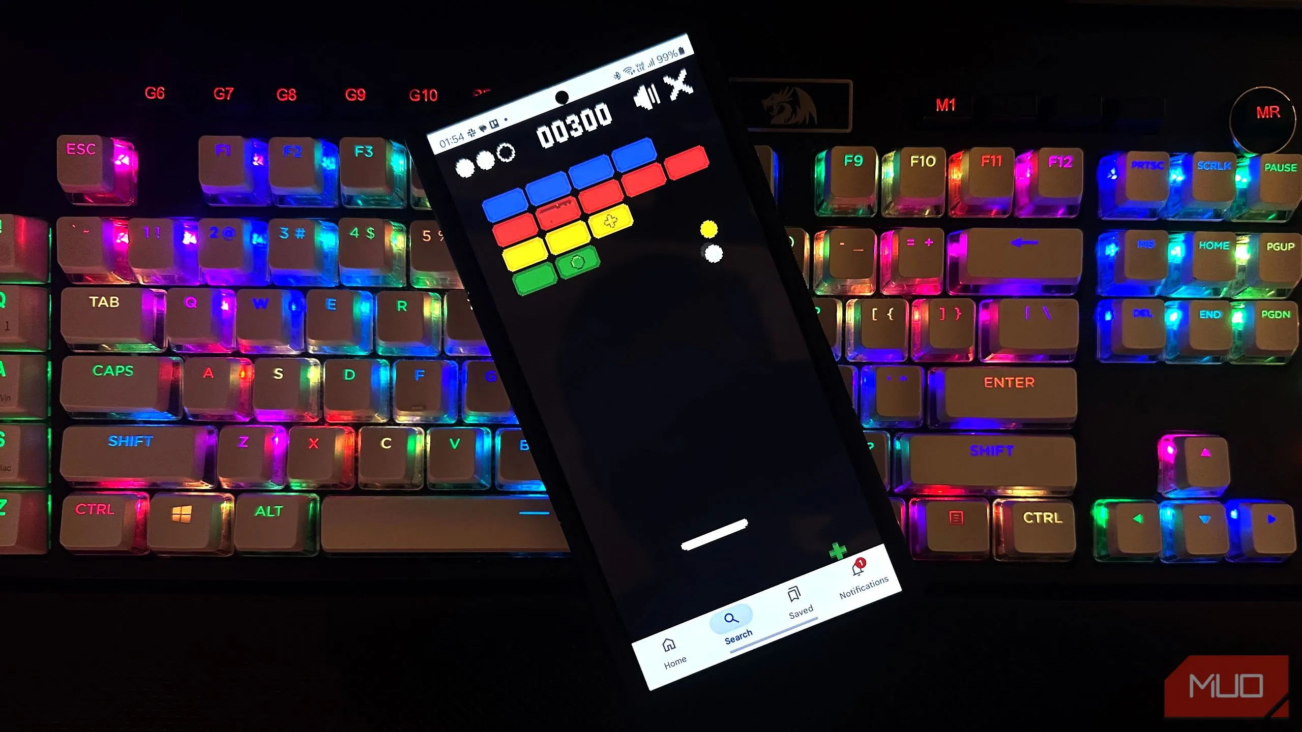 Người dùng trải nghiệm game Block Breaker trên điện thoại di động qua Google Search