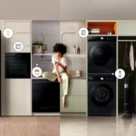 Người phụ nữ kiểm tra thiết bị trong căn bếp thông minh kết nối mạng