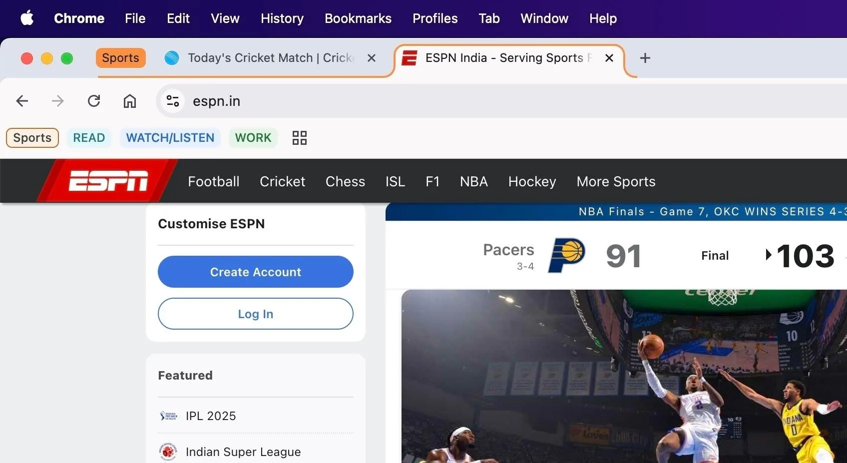 Nhóm tab Chrome hiển thị trong menu dấu trang trên Mac, giúp truy cập nhanh chóng