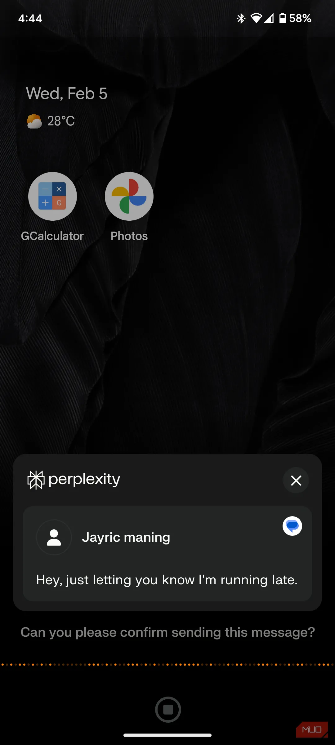 Perplexity Assistant hỗ trợ soạn tin nhắn gửi tới danh bạ