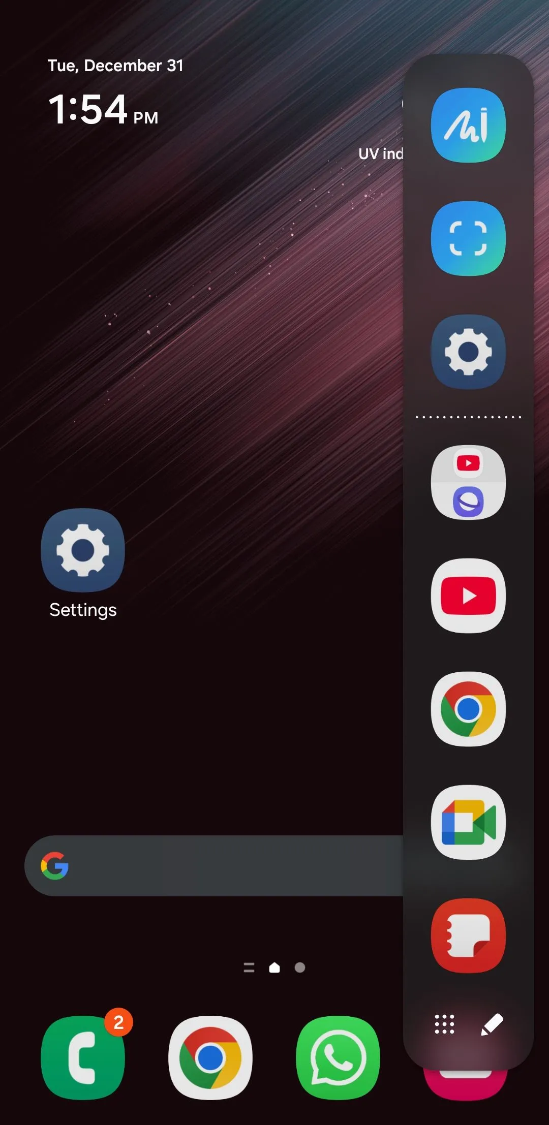 Phím tắt ứng dụng Samsung Notes trên bảng điều khiển Edge giúp ghi chú nhanh