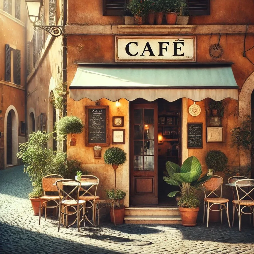 Quán cà phê được DALL-E tạo ra với lỗi hiển thị văn bản "Café"