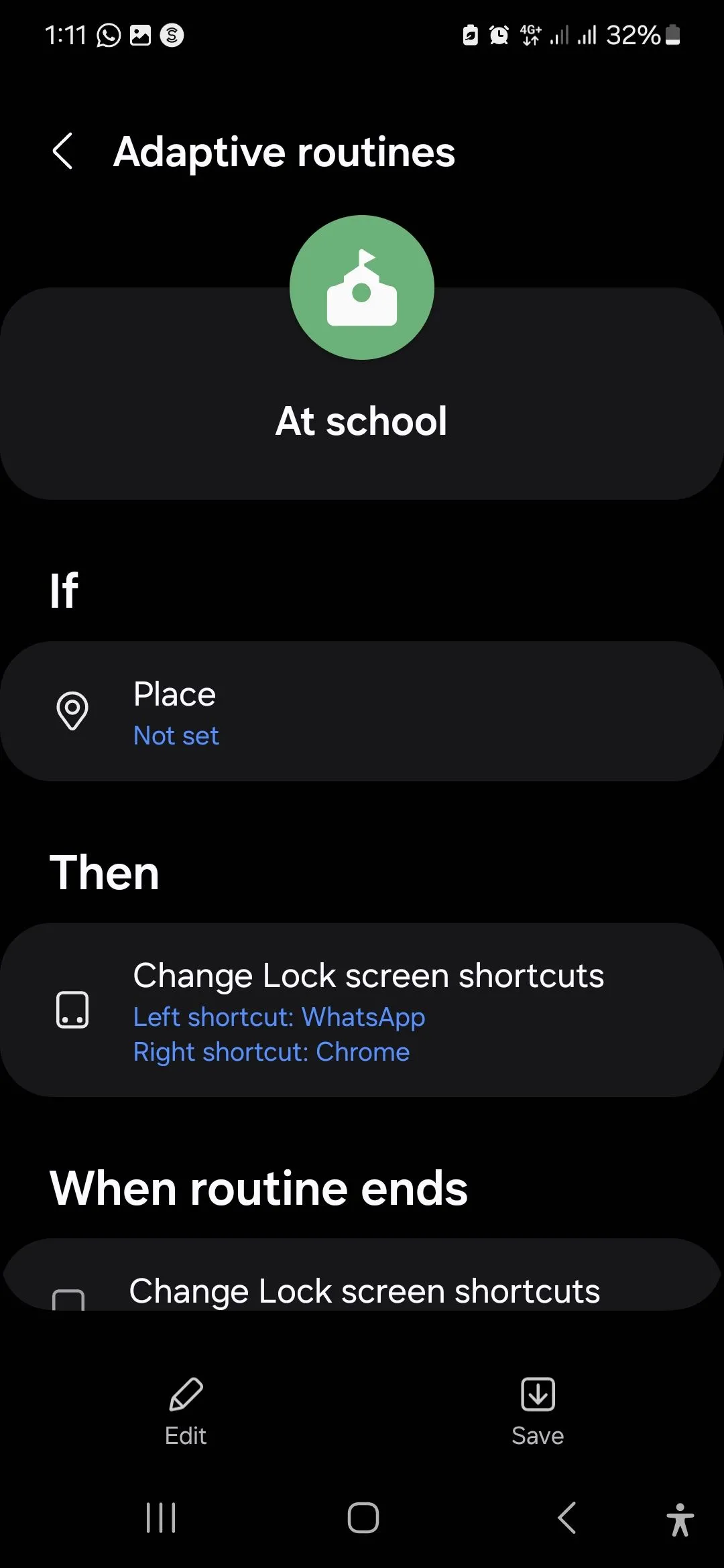 Quy trình Cài đặt sẵn &quot;At School&quot; (Tại trường học) trong ứng dụng Samsung Modes and Routines
