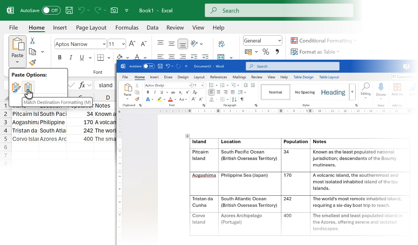 Quy trình dán bảng từ ChatGPT vào Word thông qua Excel để giữ định dạng
