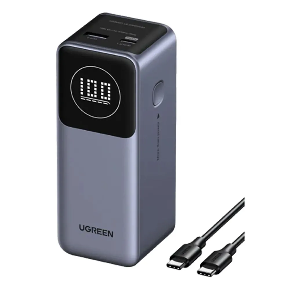 Sạc dự phòng Ugreen Nexode 12000mAh với thiết kế nhỏ gọn và màu xám sang trọng
