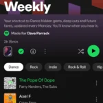 Spotify Discover Weekly hiển thị các thể loại nhạc để tùy chỉnh playlist