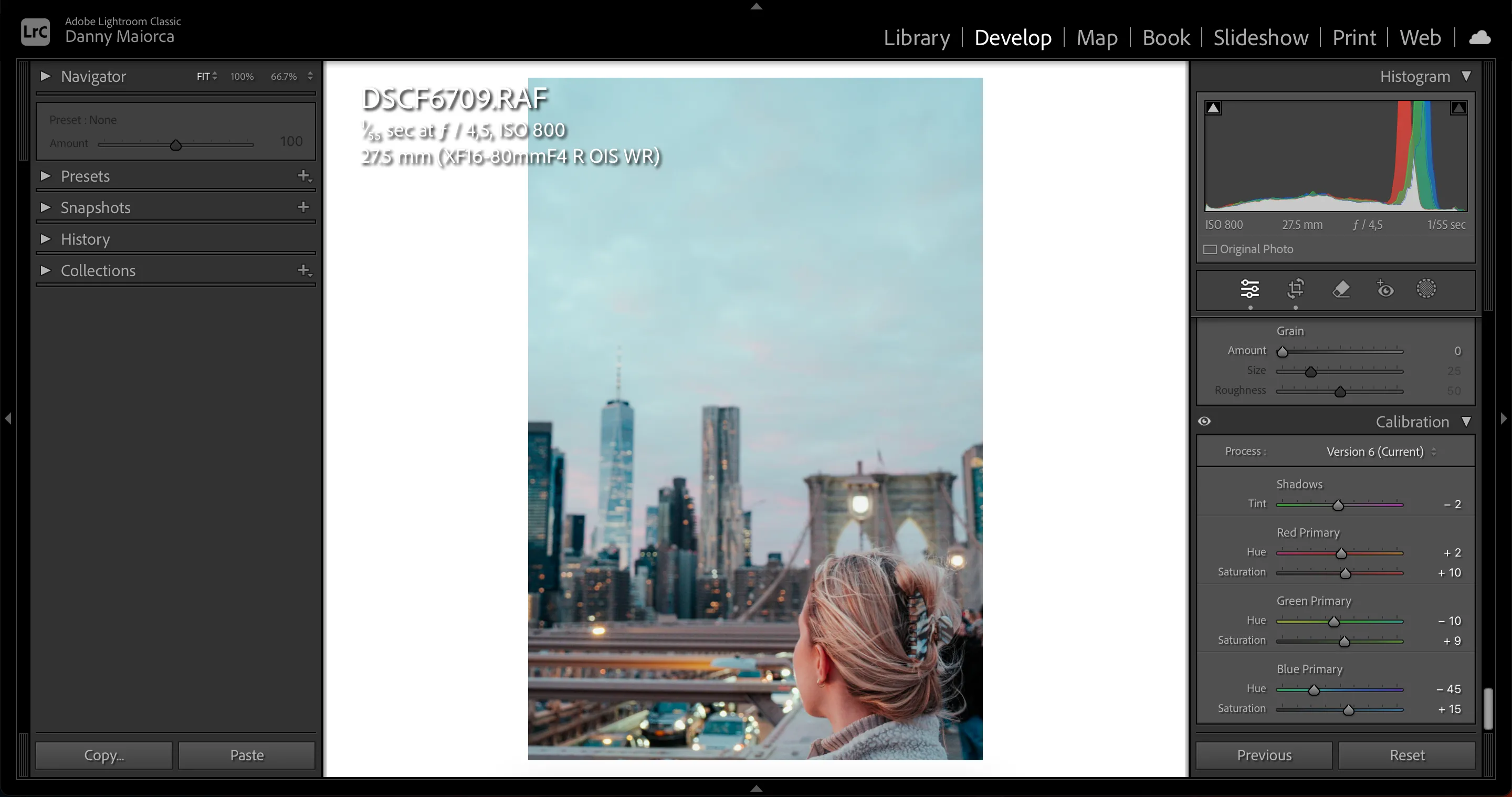 Sử dụng công cụ hiệu chỉnh màu sắc (Calibration) trong Lightroom để điều chỉnh tông màu ảnh