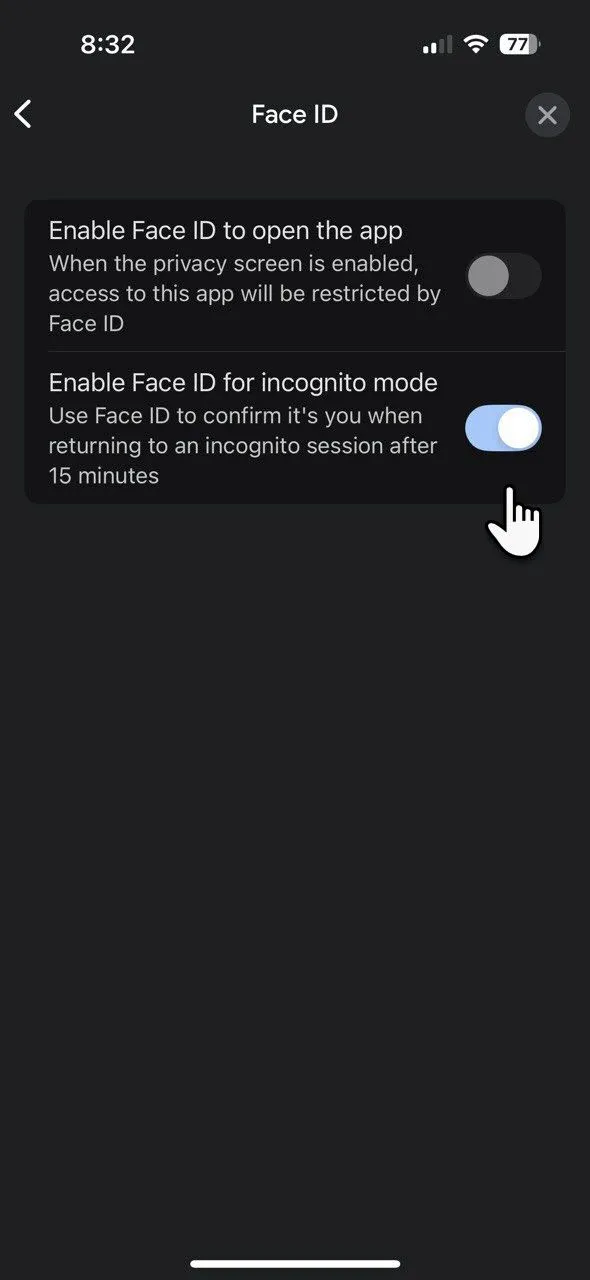 Sử dụng Face ID để bảo mật ứng dụng Google trên iPhone