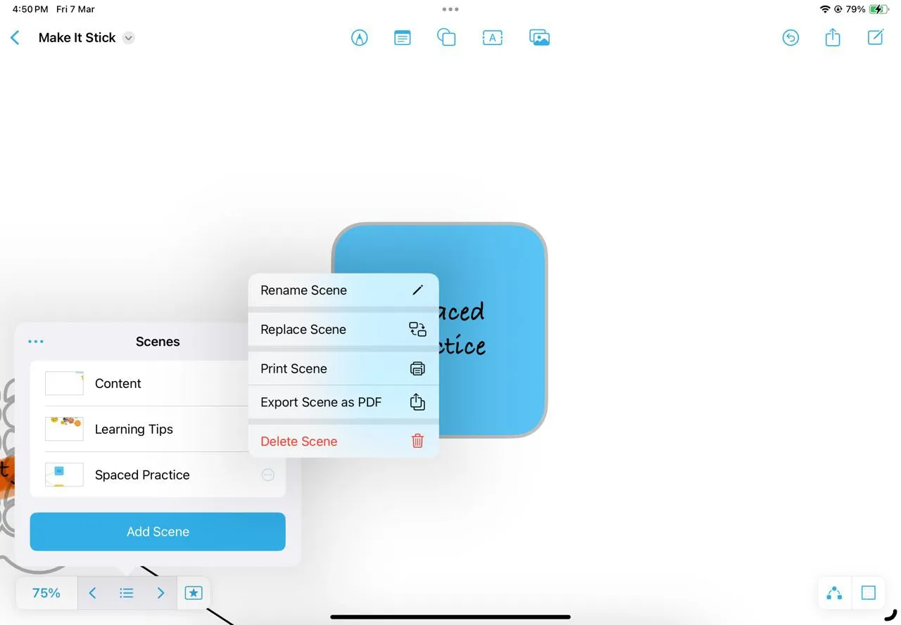 Sử dụng Freeform Scenes Navigator để chuyển giữa các điểm chính