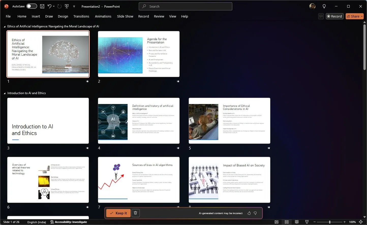 Tạo các slide thuyết trình tự động bằng Copilot trong PowerPoint