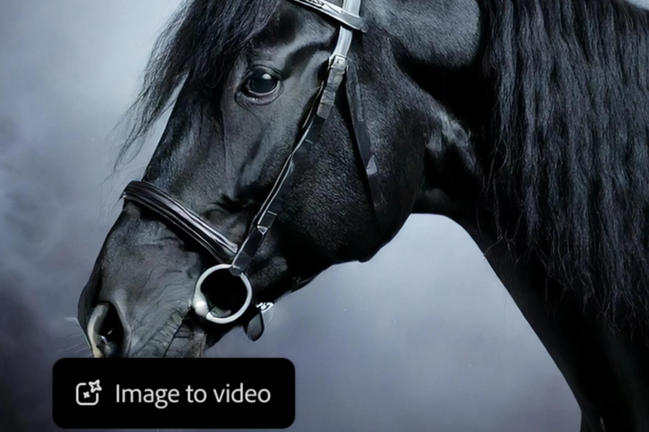 Tạo video từ văn bản với Adobe Firefly AI, hiển thị ngựa trong sương mù