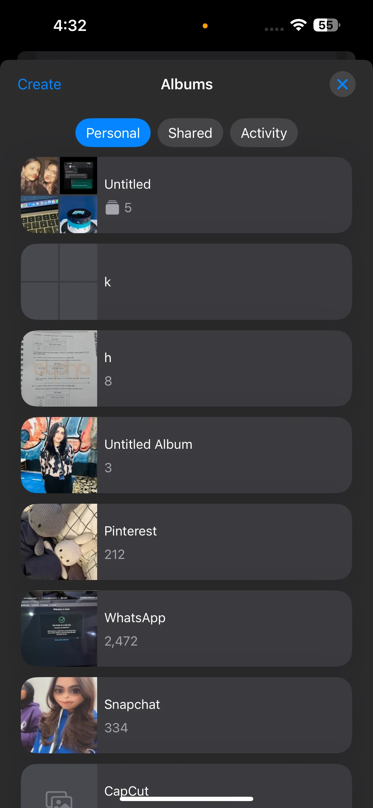 Tất cả các album được liệt kê trong ứng dụng Ảnh trên iPhone lần nữa