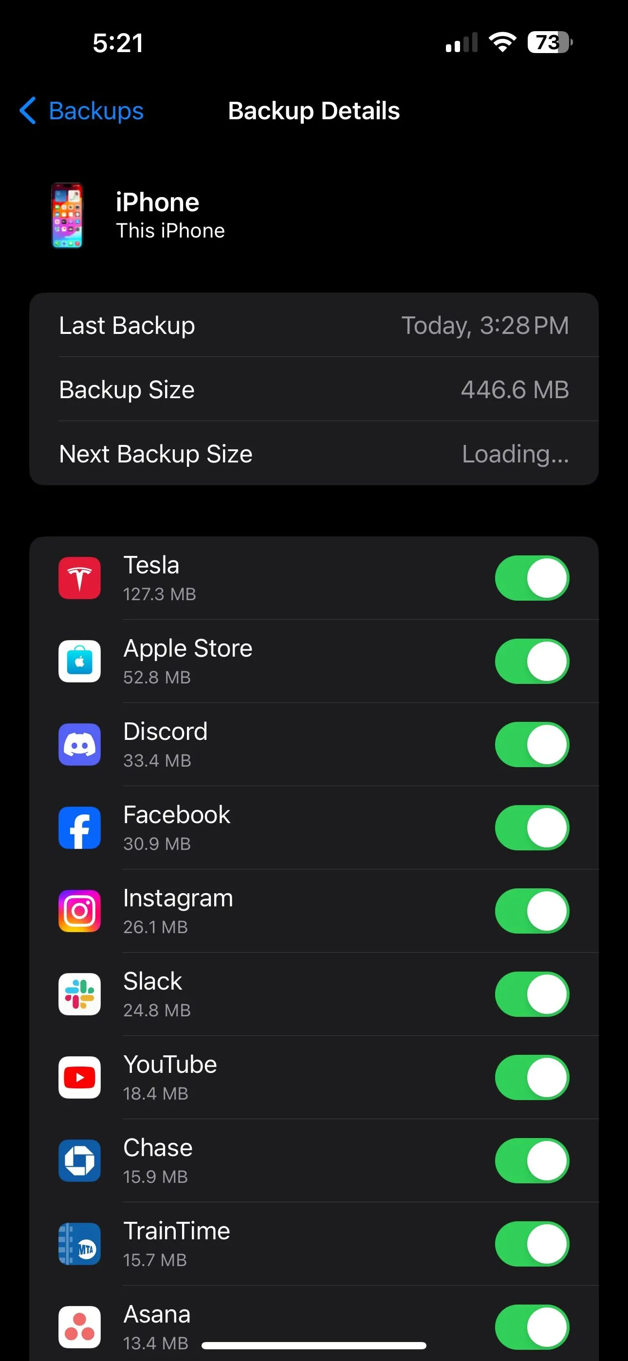 Tất cả ứng dụng được sao lưu tự động trong iCloud