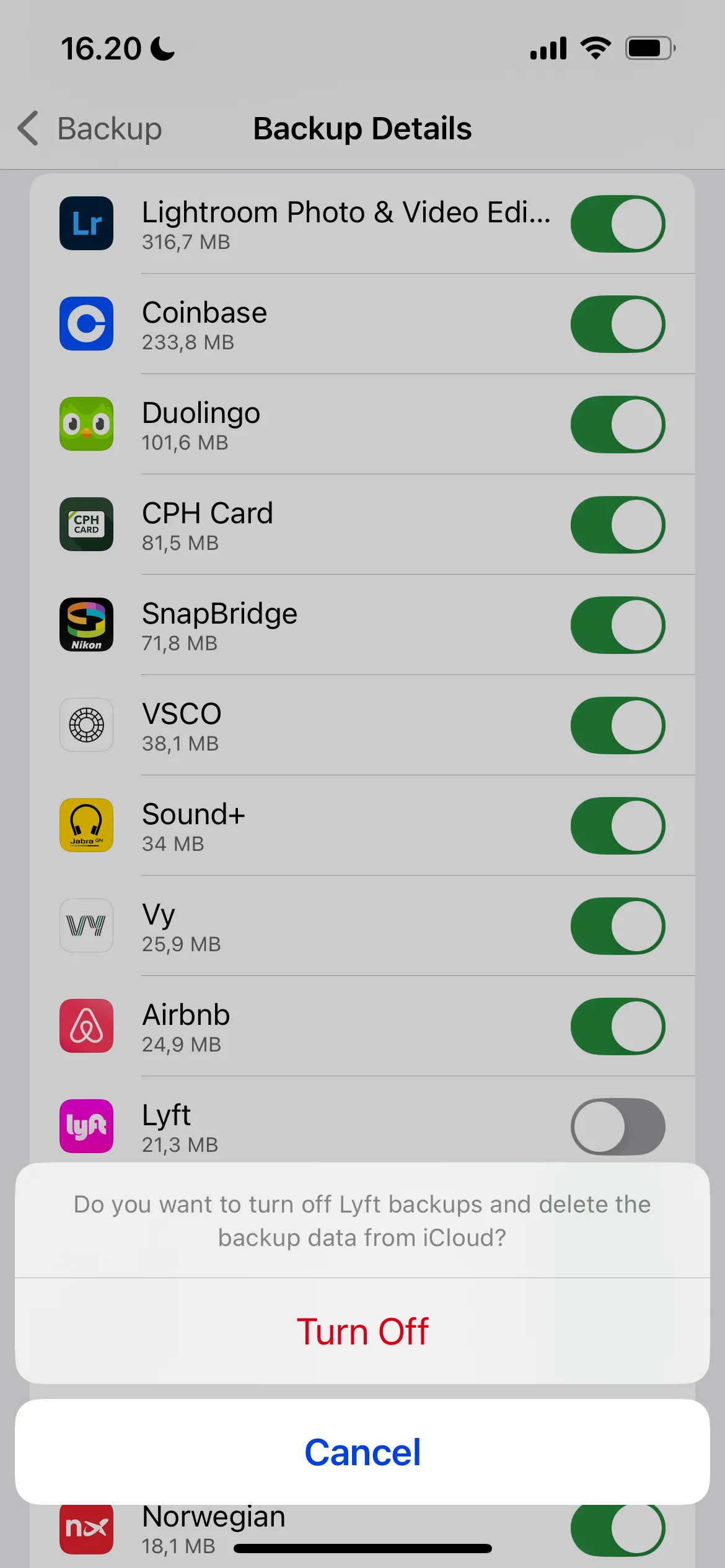 Tắt cài đặt sao lưu iCloud cho từng ứng dụng