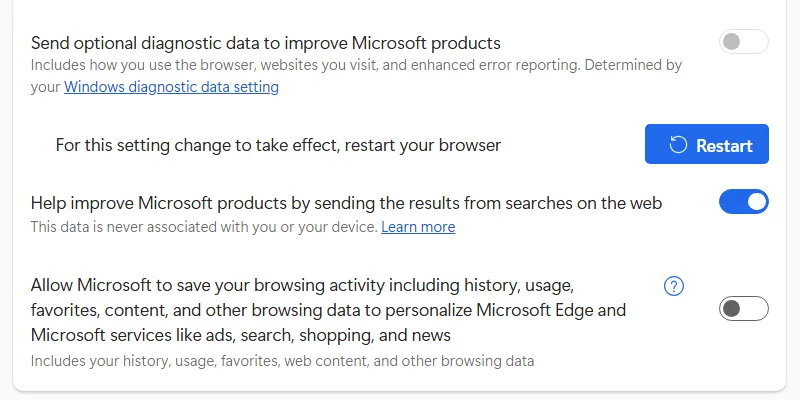 Tắt quảng cáo cá nhân hóa trong trình duyệt Microsoft Edge.